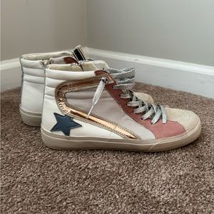 Shop Talulah Shu Shop Roxanne Mauve Multi High Top Distressed Suede Sneakers